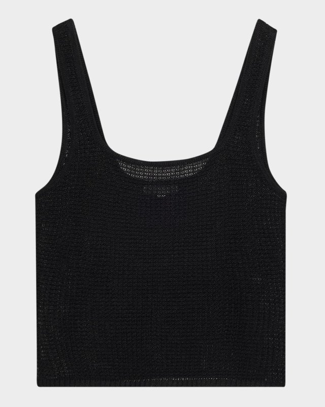 Linen Knit Square-Neck Top